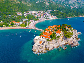 Wall Mural - Panorama view of Sveti Stefan in Montenegro