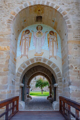 Poster - Dragomirna Monastery during a sunny day in Romania