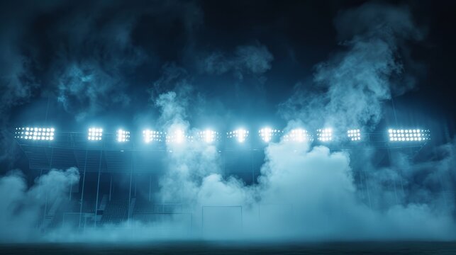 Glaring stadium lights contrasting with swirling  AI generated illustration