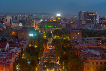 Poster - Sunset panorama view of Yerevan in Armenia