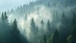 Shadows cast by the morning fog in a mountain forest  AI generated illustration