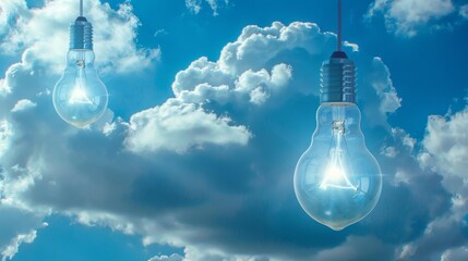 Poster - The fusion of handheld light bulbs and cloud computi  AI generated illustration