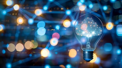 Poster - The fusion of handheld light bulbs and cloud computi  AI generated illustration