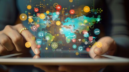 Poster - The impact of digital marketing on global internet a  AI generated illustration