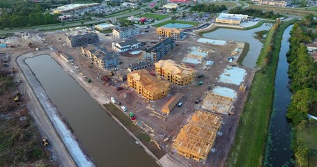 Wall Mural - Apartment condos under construction. Development of residential housing in North Port, Florida. Real estate market in the USA.