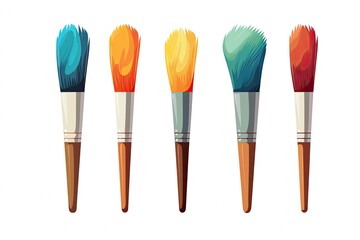 Aufkleber - set of paint brush vector in white background, Colorful brush set vector illustration in blank background