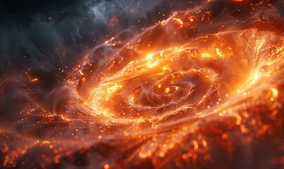 Fire spiral galaxy. flame celestial cosmic spiral background. stunning spiral galaxy with a luminous core and starry arms