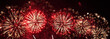 Banner Red Firework celebrate anniversary happy new year 2024 4th of july holiday festival. Banner red firework night time celebrate national holiday. Countdown new year 2025 festival with copy space