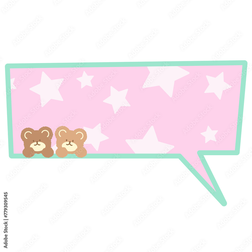 Pastel text bubbles with teddy bear and pink star background for ...
