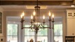 © Justlight - A vintage chandelier hangs from the ceiling its wrought iron frame and Edison bulb lights adding to the rustic charm of the room. The light fixtures and accessories throughout the .