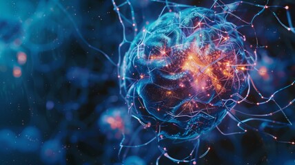 Poster - digital rendering of a brain with neural connections - an intricate 3d digital rendering of a brain 