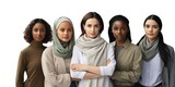 Fototapeta Kuchnia - Young diverse women group together on white background