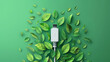A white USB cable emerging amidst vibrant green leaves, portraying a connection between technology and nature.