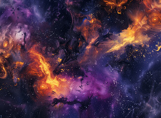 Wall Mural - an abstract film texture background with a cosmic theme, incorporating swirling galaxies and celesti