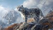 Icy summit, snow leopard stealth, cold peak prowl