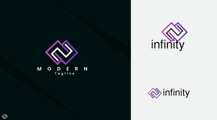 Wall Mural - Rectangle shape infinity logo design. Infinity symbol. Creative design. Abstract. Technology. Business. Infinity vector art. Premium logo art