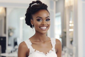 Poster - Portrait of beautiful happy bride african american