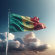 Proud Flutter of the Senegal Flag Against the Sky
