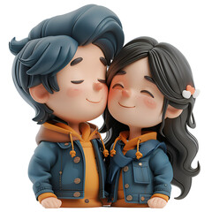 Wall Mural - An adorable 3D cartoon render of a loving kiss on the forehead before bedtime.