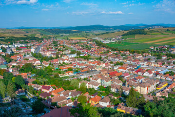 Wall Mural - Panorama view of Romanian town Rupea