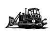 black silhouette of bulldozer, isolated background