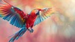 A parrot squawking merrily in the breeze, Summer theme, 2D illustration, isolate on soft color
