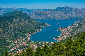 Canvas Print - Panorama of Boka Kotorska bay in Montenegro