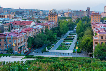Wall Mural - Sunset view of Yerevan from the Cascade staircase, Armenia