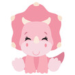 Cute little pink dinosaur baby girl vector cartoon illustration