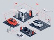 Interactive schematic of battery charging process, Generative Ai