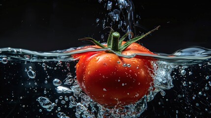 Wall Mural - Tomato, sinking in water tank, high speed.