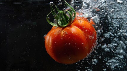 Wall Mural - Tomato, sinking in water tank, high speed.