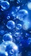 Sparkling Deep Blue Water Bubbles Floating Gracefully Underwater