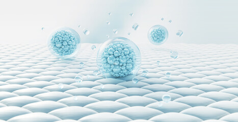 Wall Mural - cosmetic serum oil drop on skin cell, skin repair, moisturizer, collagen serum, exosome with skin ce