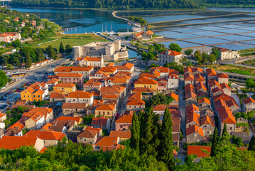 Wall Mural - Aerial view of Croatian town Ston