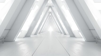 Wall Mural - minimalist white hallway with symmetrical structure. modern architectural design. conceptual art spa