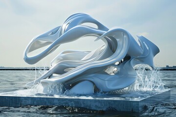 Poster - Abstract Kinetic Sculpture: Dynamic Motion Art in Wind or Water