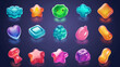 Jelly and Candies set icons on dark background, Illustration.