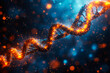 Abstract plexed DNA in blue orange colour background, science concept