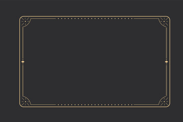 Wall Mural - line golden frame, celestiam minimal esoteric border, mystyc linear decoration with dots, corners is