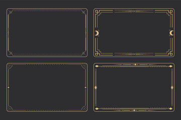 Wall Mural - line golden frame, celestiam minimal esoteric border, mystyc linear decoration with dots, corners is