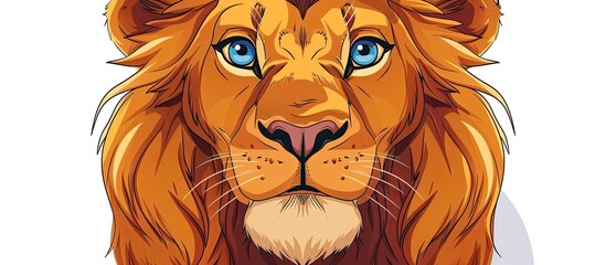 Poster - A detailed painting of a Masai lions face, showcasing its blue eyes, whiskers, and powerful snout. The majestic lion, a Felidae and terrestrial carnivore, is one of the iconic big cats