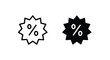 Discount icon, Percentage, finance percent offer tag, Shopping Sale label, Black friday coupon, promotion commission icons button, vector, sign, symbol, logo, illustration, editable stroke and flat