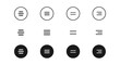 © Chelpanoff - Hamburger menu buttons vector icon set. Web or mobile app navigation interface simple line signs. Website or application creative UI design elements isolated. Circle outline burger menu.