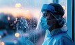 Woman medician at hospital wearing protect mask to prevent decease