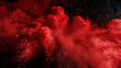 abstract red powder explosion on black background.abstract red powder splatted on black background. Freeze motion of red powder exploding,3D illustration of a red explosion with smoke 
