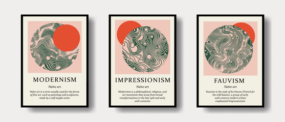 Poster - Abstract modern posters with green textured cirles composition for music events, print design, etc.