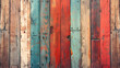 Panorama of Old wooden house wall with many colors in vintage style texture and background seamless,Old coloured painted wooden boards,Wood Texture with Soft Pastel Hues.

