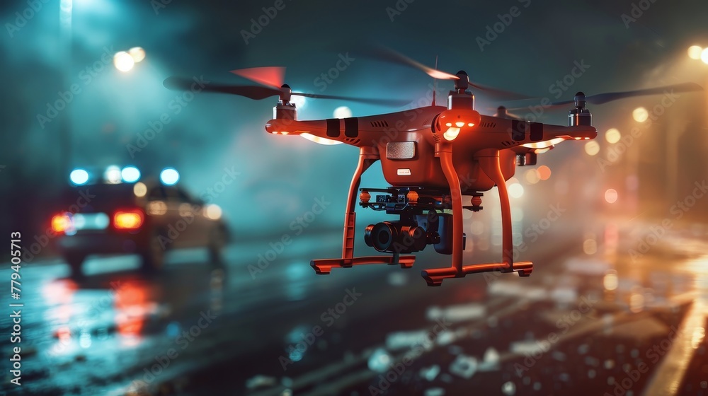 Emergency response medical drone in action, hurrying to move a patient ...