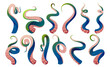 © klyaksun - Tentacle leg vector. Octopus monster arm isolated cartoon set. Giant kraken marine scary blue and green gradient drawing png. Underwater ocean squid creature part asset collection for aquatic game